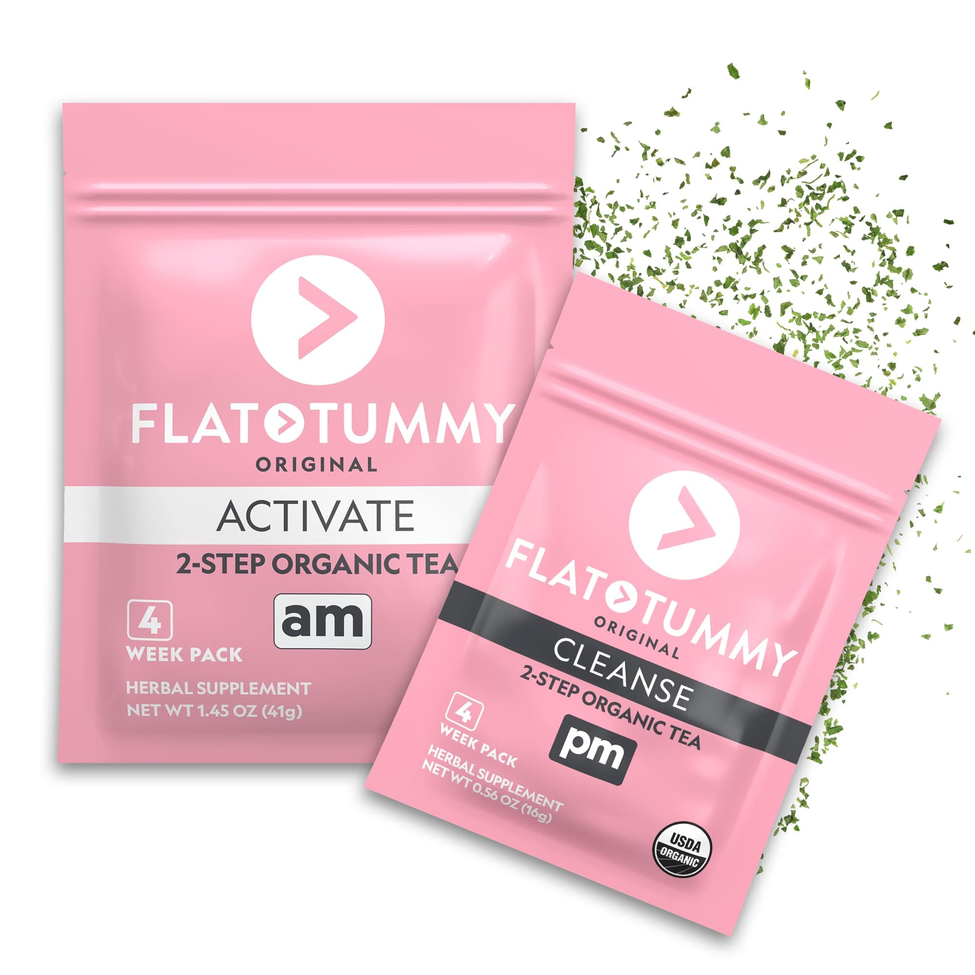 Flat Tummy Tea – 2-step, 4 Week Program – Detox Tea to Boost Energy & Reduce Bloating* - All Natural Detox Cleanse w/ Green Tea, Lemon Balm, Dandelion, Fennel, & More - Digestion support