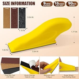 Premium Micro Detail Sander Kit 90pcs 3 in 1 Mini Hand Sanding Blocks 60-400 Grit Sandpaper for Woodcraft, Small Space, DIY Polishing Projects