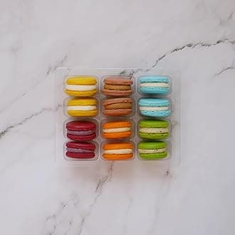 Macarons Mix - French Cookies - Baked Upon Order Macaroons with Recipe from France - Fresh Macarons Handcrafted by French Chefs - Gluten-free - Assorted Flavors (12 Macarons)