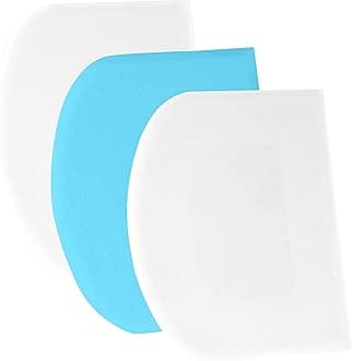 SURDOCA Dough Scraper Bench Scraper - 3P 7.1x4.9" Plastic Flexible Bowl Scraper, Sharp Edge & Angles Cake Scraper. Non-Slip Bakeware Decorating Tools Sculpting & Modeling Tools - White+Blue+White
