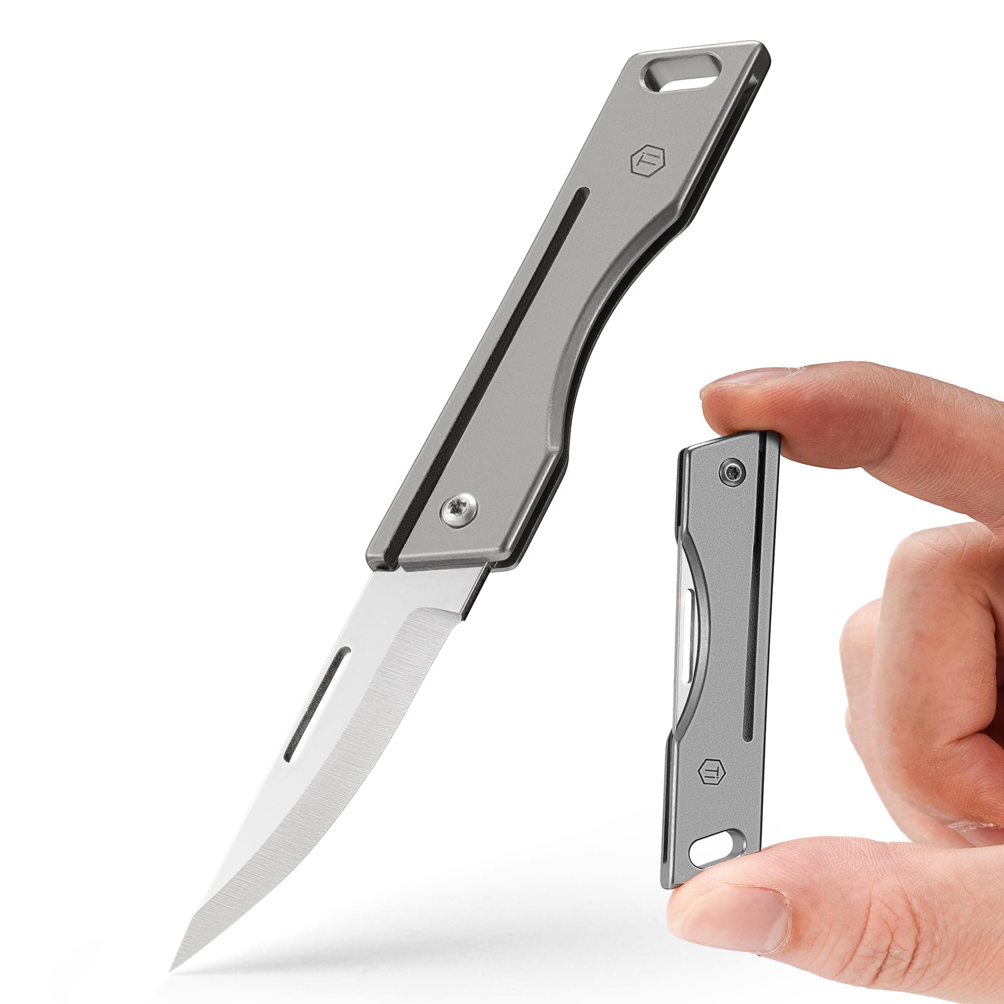 KeyUnity KK06M Titanium Folding Pocket Knife- Razor Sharp Folding Blade, Lightweight EDC Tool For Camping And Everyday Carry (Grey)