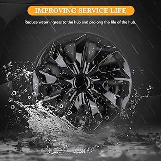 AUTOFREE 14" Premium Universal Wheel Rim Covers – Set of 4 Black Lacquer Hubcaps,ABS&PC Material Hub Protection Accessory,Snap-on Replacement Caps for Car,Pickup Truck,SUV - 14 Inch Black Lacquer