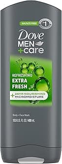 DOVE Men + Care Body Wash and Face for Fresh, Healthy-Feeling Skin Extra Fresh Cleanser That Effectively Washes Away Bacteria While Nourishing Your 13.5 oz