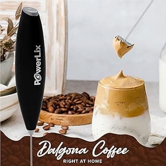 PowerLix Powerful Handheld Milk Frother 19000 RPM Battery Operated Foam Maker Frother Wand For Coffee, Latte, Cappuccino, Hot Chocolate, Durable Mini Drink Mixer Stainless Steel Whisk