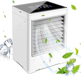 Portable Air Conditioners, USB Personal Mini Air Conditioner with 3-Speed, Evaporative Air Cooler with Touch Screen, Portable Ac Unit Fan for Room, Tent, Bedroom, Car, RV, and Camping