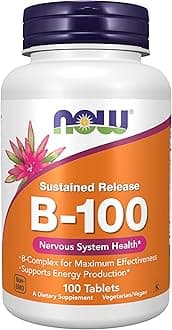 Supplements, Vitamin B-100, Sustained Release, Energy Production*, Nervous System Health*, 100 Tablets