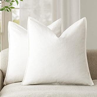 Foindtower 2 Pack Linen Decorative Pillowcases Solid Soft Cushion Cover, Boho Farmhouse, Neutral Pillowcase for Chair, Sofa, Bedroom, Living Room, Home Decor, 26 x 26 inches