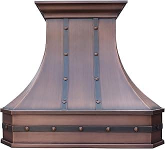 SINDA Wall Mount 99.9% Pure Virgin Copper Range Hood Handcrafted by Artisans, Includes SUS304 Commercial Grade Vent, Lighting, Fan Motor and Baffle Filter, 42"W x 39"H, H3STRBCW4239