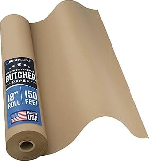 Brown Kraft Butcher Paper Roll - 18 Inch x 150 Feet - USA Made - Food-Grade Paper for Wrapping and Smoking Meat, BBQ, Grilling, Perfect Brisket Crust - Durable, Unbleached, Uncoated & Unwaxed