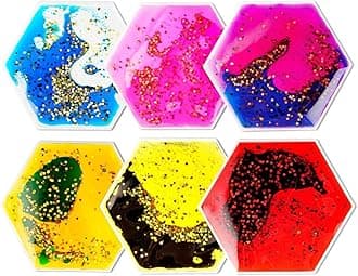 Onyoloy Sensory Soft Gel Liquid Toys - Hexagon Sensory Motion Fidget for Autism Kids, Stress Relief & Focus, Home School Therapy Travel Toys (6 Pack)