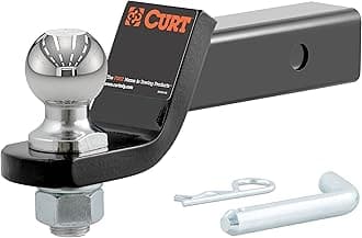 CURT 45036 Trailer Hitch Mount with 2-Inch Ball & Pin, Fits 2-in Receiver, 7,500 lbs, 2" Drop, GLOSS BLACK POWDER COAT