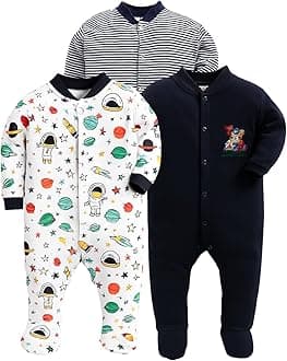 EIO® 100% Cotton Sleep Suit/Onesies/Rompers/Jumpsuit for New Born Boys and Girls Combo Pack