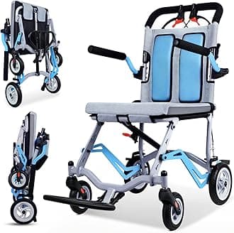 WISGING Ultra-Light Transport Wheelchair - Folding Portable Wheelchair with Hand Brake - Trolleys for Elderly Aircraft Travel