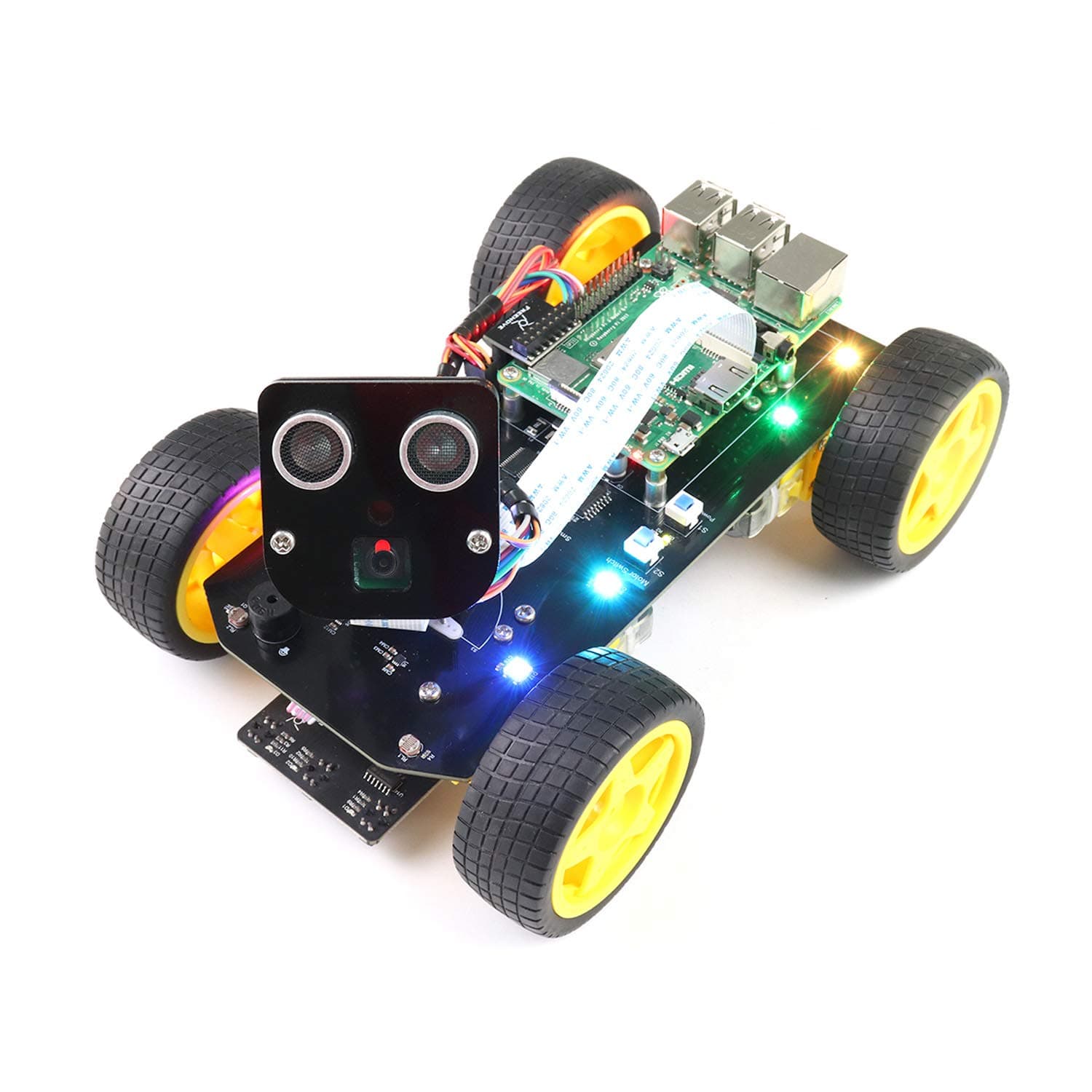 4WD Smart Car Kit for Raspberry Pi 5 4 B 3 B+ Zero 2 W, Face Tracking, Line Tracking, Light Tracing, Obstacle Avoidance, App Control, Camera, Servo (Raspberry Pi NOT Included)