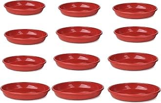 GTB Plants Bottom Plate, Drip Tray for Plants, Gamla, Terracotta Color| (8-inch, Red) Set of 12