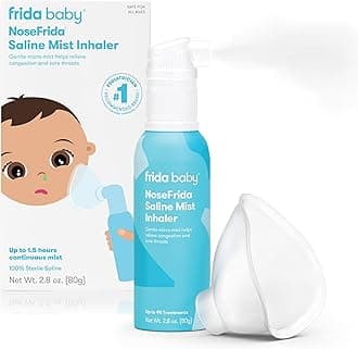 Frida Baby NoseFrida Saline Mist Nasal Inhaler & Mask | Nasal Decongestant Spray for Congestion & Allergy Relief | Soothes Stuffy Noses & Sore Throats | Safe for Babies & Toddlers | Easy-to-Use Spray