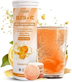 – Glow Orange | Reduced Glutathione 500mg + Vitamin C 500mg Effervescent Tablets | High-Strength | Sugar-Free | Vegan | Beauty Drink for Skin Brightening & Radiant Glow | 20 Tablets