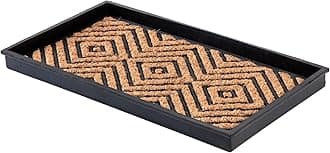 Anji Mountain Black Boot/Shoe Tray with Coir, Fits 2 Pair (24.5"" Wide), Diamond and Rubber Insert (AMB0BT2F-016)