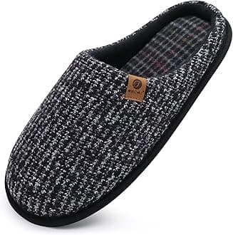 Men's House Slippers Memory Foam Slip-On Warm Cozy Scuff Home Bedroom Shoes with Indoor/Outdoor Rubber Soles US Size 7-15