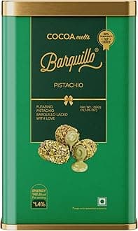 Barquillo Premium Pistachio Coated Chocolate - 10 Pcs (200 gm) Tin | Pista Cream Filled Biscuit Roll imported | Dubai couverture taste | Festive Gift Pack Celebration specially for Festivals
