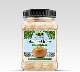 Thanjai Natural 1kg Almond Gum | Badam Pisin | Badam Gum, Premium Best 1st Quality Pure 100% Natural (500g Jar x 2)