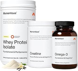 Three - Creatine Monohydrate Powder (90 Servings), Grass-Fed Whey Protein Powder (Vanilla) & Omega-3 Fish Oil 1600mg - Daily Essentials for Strength, Performance & Lean Muscle Recovery