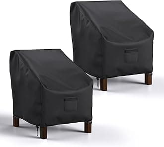 Patio Chair Covers Set 2 for Outdoor Furniture Waterproof, Heavy Duty Oxford Outdoor Lawn Chair Covers,Lounge Lawn Deep Seat Black Cover (38"X31"X29" Inch-2 Pack)