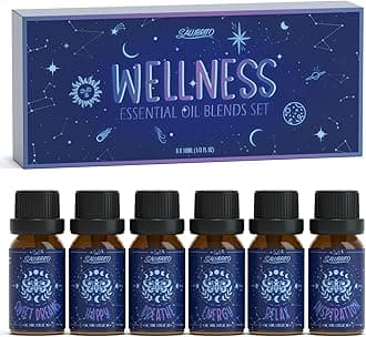 SALUBRITO Wellness Essential Oil Blends Set, Aromatherapy Oil for Diffuser, Home, Wax Melts, Candle, Soap Making, Relaxation Gift for Women - Relax, Sweet Dreams, Energy, Breath, Happy, Inspiration