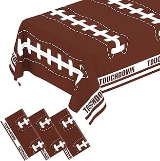 QISOLIY Football Party Decorations Tablecloth 3 Pack Disposable Plastic Brown Football Theme Tablecloths (54"x 108") Sports Ball Party Table Covers for Birthday Super Bowl Party Outdoor Picnic BBQ