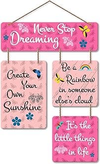 Artvibes Never Stop Dreaming Printed Wooden Wall Hanging | Office Paintings For Wall | Motivational Wall Decor | Wall Poster | Graphic Art | Gift Items | Office Wall Decoration Items (WH_6501N)