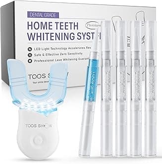 Teeth Whitening Kit for Sensitive Teeth,with 4 x 35% CP Pen & 1 Remineralization Pen,LED Accelerator Light Non,Tooth Whitener Professional Oral Care Gently Yet Effectively Removes Stains