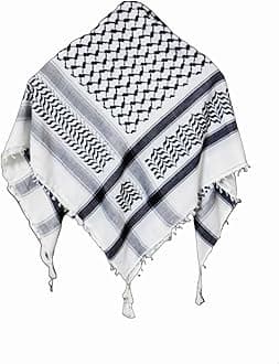 Palestine Keffiyeh Shemagh Unisex Scarf 48x48 Cotton Arafat Hatta Arab Style Scarf With Long Tassle