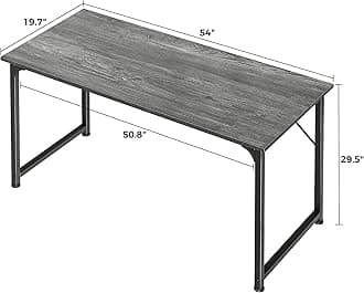 Huuger Computer Desk, 55 Inch Home Office Desk, Gaming Writing Work from Home Study Desk, Large Legroom, Sturdy Metal Frame, Modern Simple, Grey
