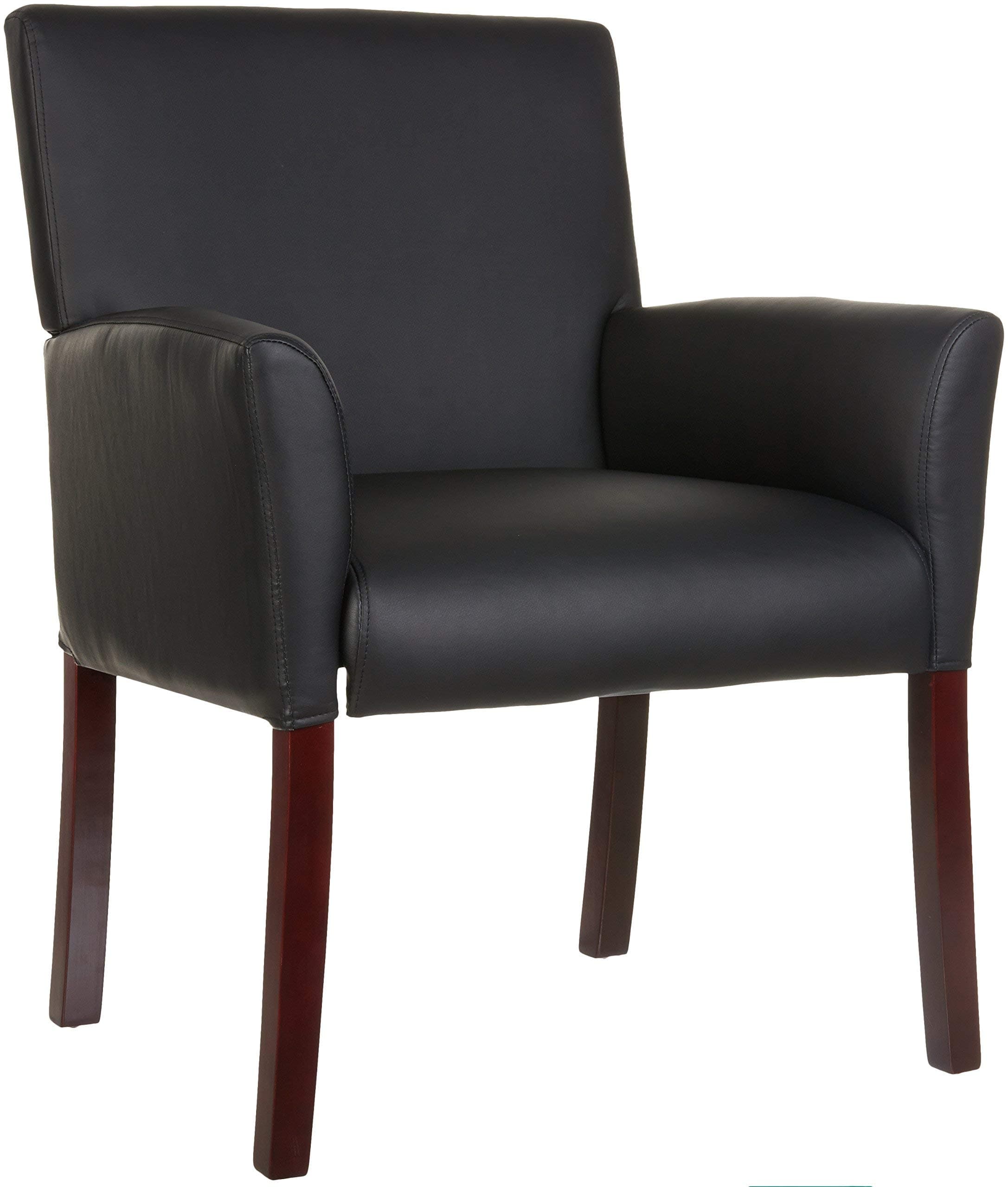 AmazonBasics Reception Chair (Black, Mahogany Wood)