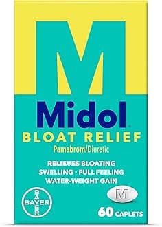 Bloat Relief Caplets with Pamabrom, Relieve Bloating Symptoms Before and During Your Period, Provides Up to 6 Hours of Relief for Women, 60 Count