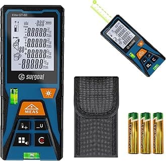 Green Laser Distance Meter 196ft Digital Measuring Tool with Angle Sensor Backlit LCD Area/Volume/Pythagorean ±2mm Class II Handheld Laser Measurer for Construction & DIY AAA Battery Powered