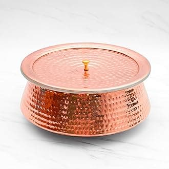 Healthsmith-100% Pure Handcrafted Copper Lagan Handi/Patila With Lid-Best Heat Conductivity-Proven Health Benefits & Harmless-Tin Coated & Lead-Free-Easy To Clean & Maintain-3.7L,1.7Kg,Red