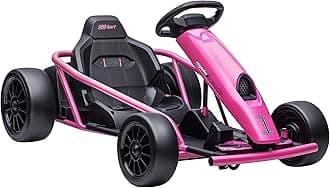 - Aosom 24V 8.1 MPH Electric Go Kart, Drifting Car Battery Powered Ride on Toy Outdoor with Slow Start, Music, Horn Honking and Safety Belt, for 8-12 Years Old, Pink