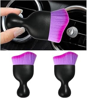2PCS Car Interior Dust Brush, Soft Scratch Free Auto Detailing Brushes, Universal Vehicle Interior Cleaning Tool for Automotive Dashboard, Air Vents, Leather (Double Purple)