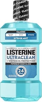 Ultraclean Intense Antiseptic Mouthwash + Whitening Protection*, Everfresh Technology to Help Fight Bad Breath, Gingivitis, & Plaque, Tartar Control Oral Rinse, Intense Mint, 1L