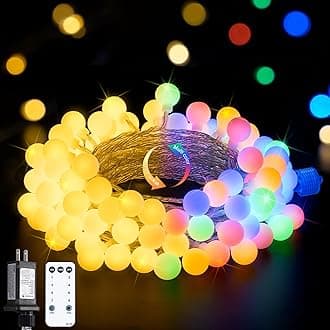Globe String Lights Indoor, Color Changing Christmas Lights Plug in, Warm White & Multicolor String Light with Remote for Bedroom Room Tree Party Christmas Decor