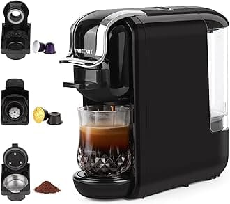Espresso coffee maker for Nespresso capsule, Lavazza blue capsule and coffee powder, 19 bar pressure makes authentic espresso coffee, mini espresso machines with water tank