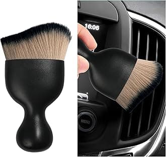 Car Interior Dust Brush, Soft Scratch Free Auto Detailing Brushes, Universal Vehicle Interior Cleaning Tool for Automotive Dashboard, Air Vents, Leather(Brown & Black)