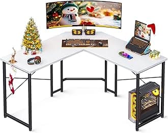 Casaottima 47 inch L Shaped Gaming Desk, Corner Desk Gaming Table for Home Office, Computer Desk Sturdy Writing Workstation for Small Space, Easy to Assemble, White