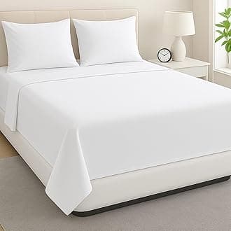 ARlinen Queen Waterbed Sheet Set - 4 Piece, 100% Cotton, 18 Inch Deep Pockets, Attached Design, Extra Soft Solid White Bed Sheets