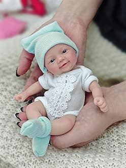 MYREBABY 7 Inch Reborn Baby Doll,Silicone Doll Girl Leah, Mini Realistic Newborn Baby Dolls Silicone Full Body with Feeding Accessories&Gift Box