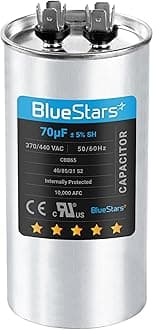 70 uf 370-440VAC Volts ±5% Round Run Capacitor 50/60 Hz AC Electric Replacement Part by Blue Stars