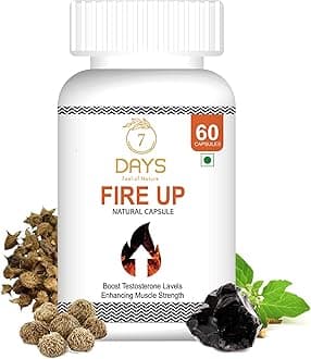 7DAYSNATURAL Natural Fire Up Capsule For Men & Women | Testosterone Booster Supplemnet With Safed Musli & Ashwagandha | 60 Capsules