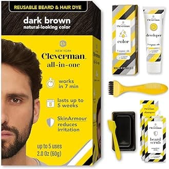 Hair and Beard Dye for Men - All-in-One Set - Colour for Men for Natural Coverage Against Grey Hair, Professional Quality, No Ammonia, for Concealing Grey Hair, Beard