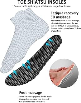 4D Cloud Insoles for Men and Women, Arch Support Insoles, Memory Foam Insoles, Shock Absorption and Cushioning Sports Shoe Insoles for Foot & Joint Support (M Men 7-8 / Women 8-9, Graphene Black)